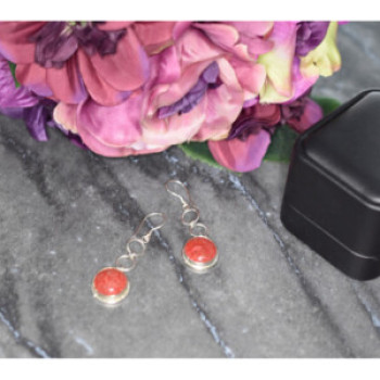 925 Sterling Silver Red Jasper Earrings