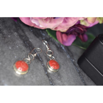 925 Sterling Silver Red Jasper Earrings