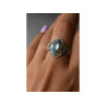 925 Sterling Silver Blue Spinel Openwork Ring Size 8.5