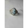 925 Sterling Silver Blue Spinel Openwork Ring Size 8.5