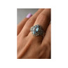 925 Sterling Silver Blue Spinel Openwork Ring Size 8.5