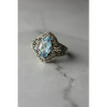925 Sterling Silver Blue Spinel Openwork Ring Size 8.5