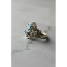 925 Sterling Silver Blue Spinel Openwork Ring Size 8.5