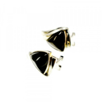 925 Sterling Silver Black Nephrite Earrings