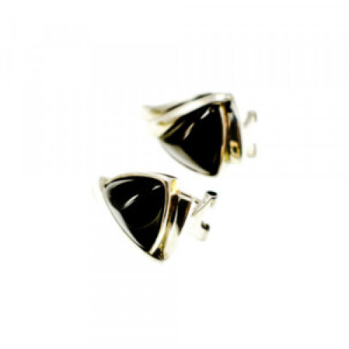925 Sterling Silver Black Nephrite Earrings