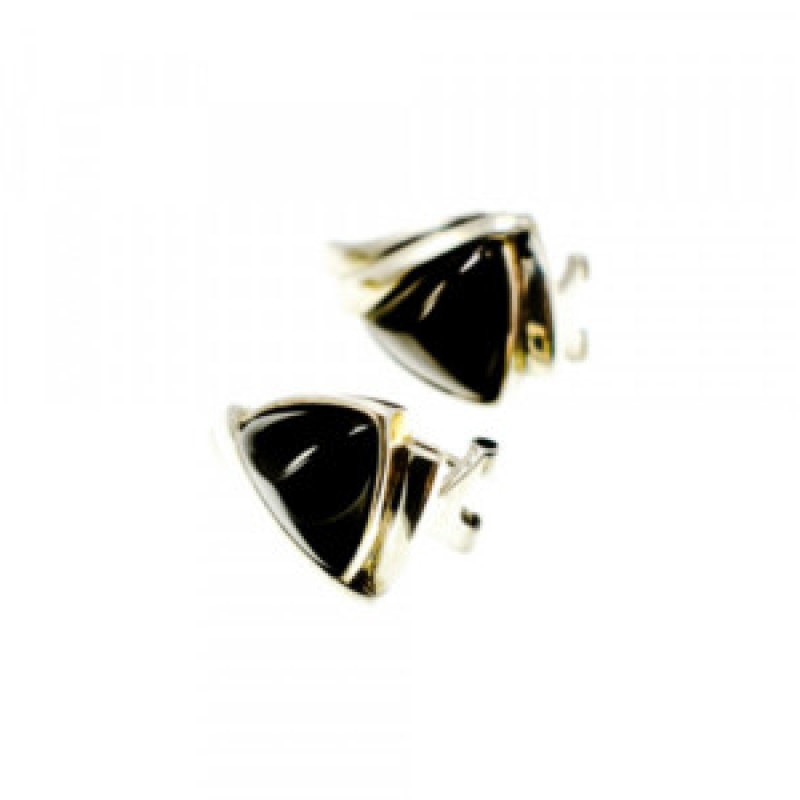 925 Sterling Silver Black Nephrite Earrings