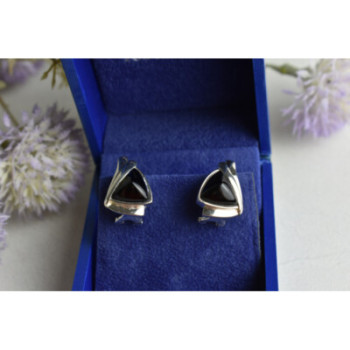 925 STERLING SILVER BLACK NEPHRITE EARRINGS