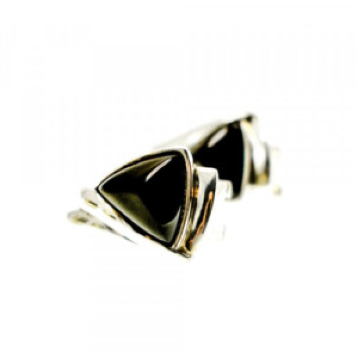 925 Sterling Silver Black Nephrite Earrings