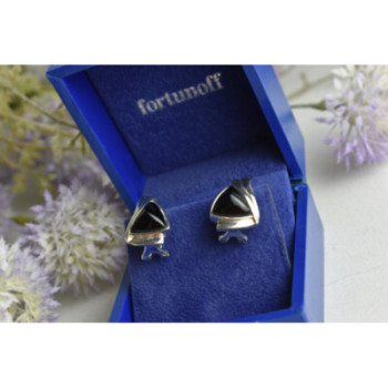 925 STERLING SILVER BLACK NEPHRITE EARRINGS