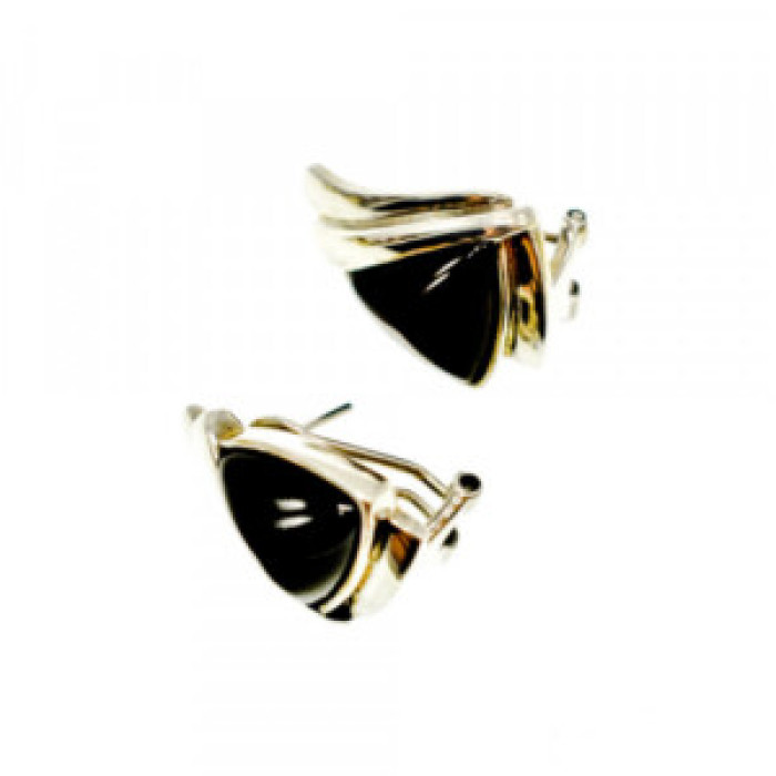 925 Sterling Silver Black Nephrite Earrings
