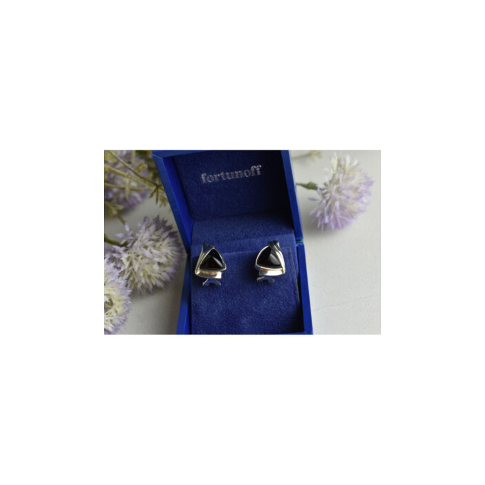 925 STERLING SILVER BLACK NEPHRITE EARRINGS