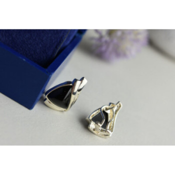 925 STERLING SILVER BLACK NEPHRITE EARRINGS