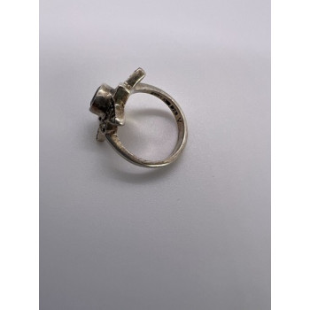 925 Sterling Silver Amethyst & Marcasite Ring Size 5