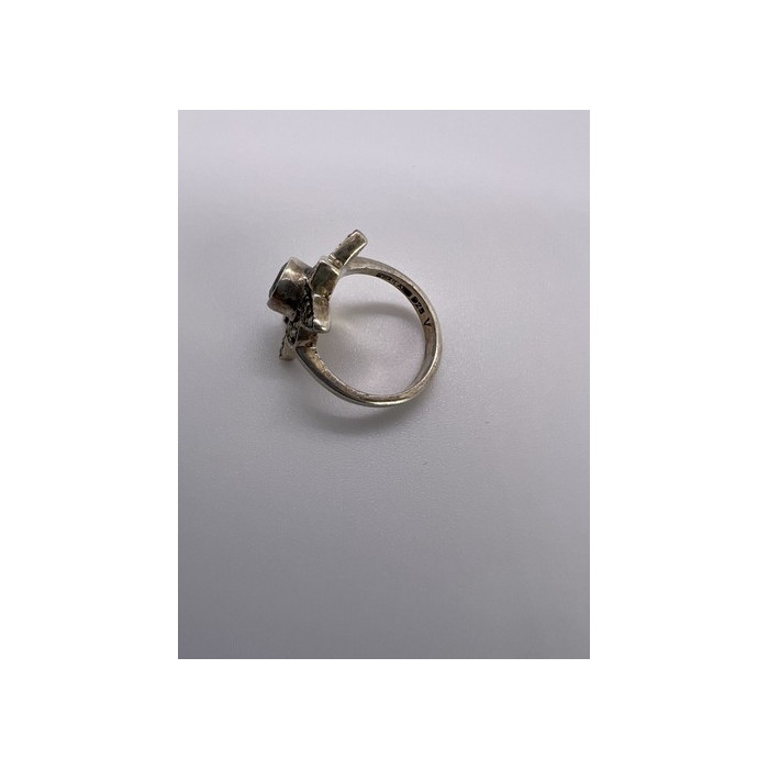 925 Sterling Silver Amethyst & Marcasite Ring Size 5