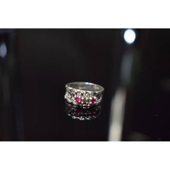 925 Sterling Silver Pink Topaz & Amethyst Ring Size 6.5