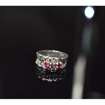 925 Sterling Silver Pink Topaz & Amethyst Ring Size 6.5