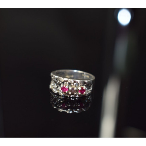 925 Sterling Silver Pink Topaz & Amethyst Ring Size 6.5