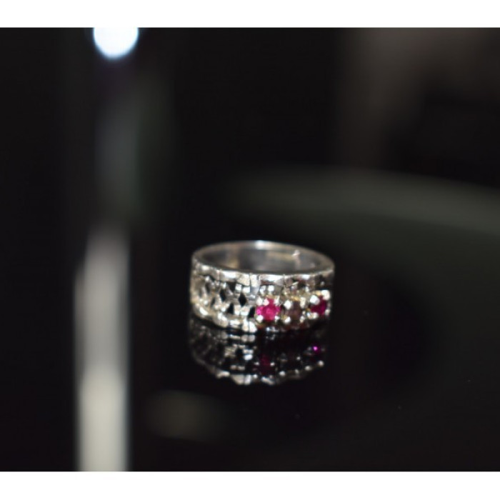 925 Sterling Silver Pink Topaz & Amethyst Ring Size 6.5