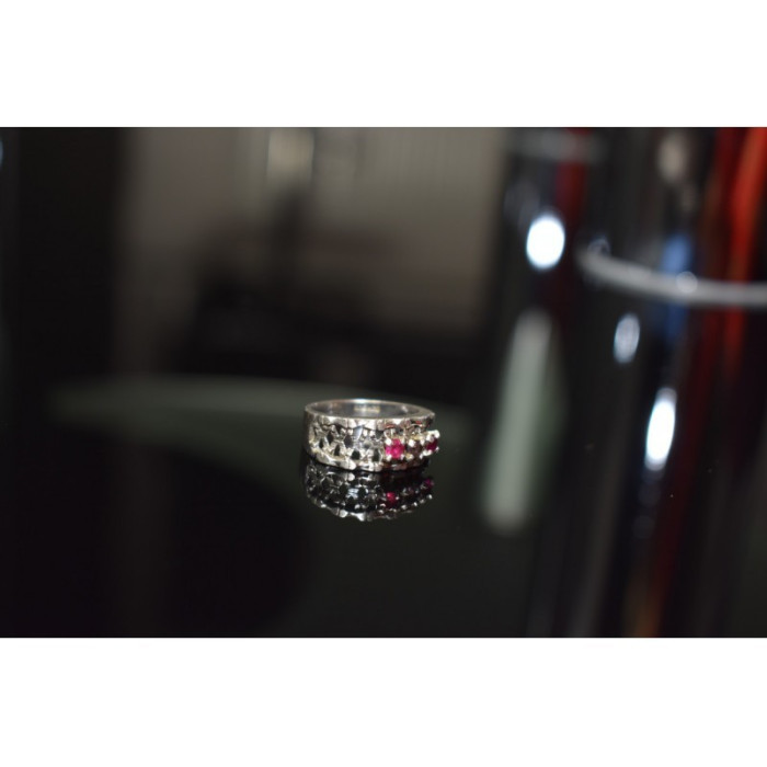 925 Sterling Silver Pink Topaz & Amethyst Ring Size 6.5