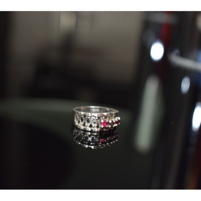 925 Sterling Silver Pink Topaz & Amethyst Ring Size 6.5