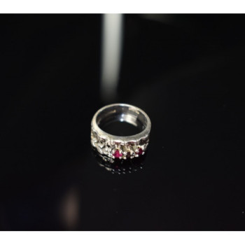 925 Sterling Silver Pink Topaz & Amethyst Ring Size 6.5