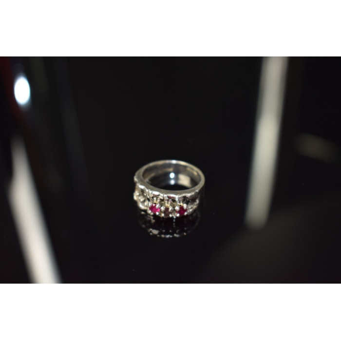 925 Sterling Silver Pink Topaz & Amethyst Ring Size 6.5