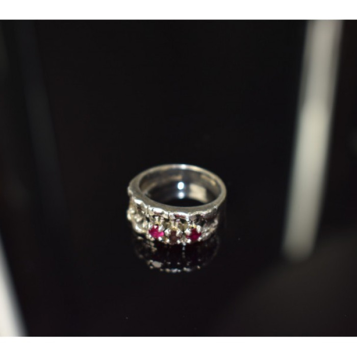 925 Sterling Silver Pink Topaz & Amethyst Ring Size 6.5