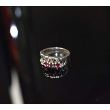 925 Sterling Silver Pink Topaz & Amethyst Ring Size 6.5