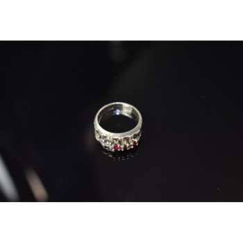 925 Sterling Silver Pink Topaz & Amethyst Ring Size 6.5