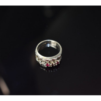925 Sterling Silver Pink Topaz & Amethyst Ring Size 6.5