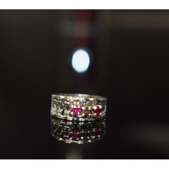 925 Sterling Silver Pink Topaz & Amethyst Ring Size 6.5