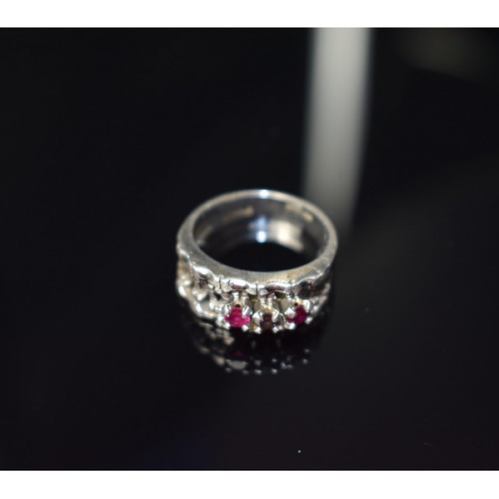 925 Sterling Silver Pink Topaz & Amethyst Ring Size 6.5