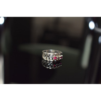 925 Sterling Silver Pink Topaz & Amethyst Ring Size 6.5