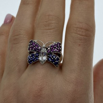 925 Sterling Silver White Topaz, Spinel & Tourmaline 