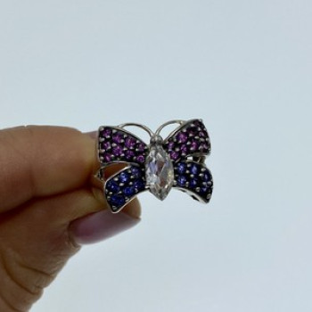 925 Sterling Silver White Topaz, Spinel & Tourmaline 