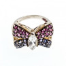 925 Sterling Silver White Topaz, Spinel & Tourmaline 