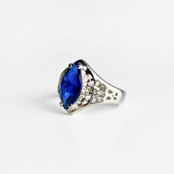 925 Sterling Silver Blue Tourmaline Ring Size 6.5