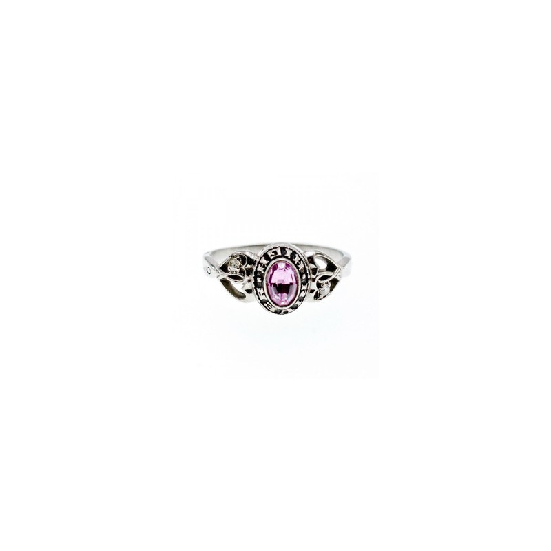 925 Sterling Silver Pink Topaz & Goshenite Ring Size 9.5