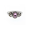 925 Sterling Silver Pink Topaz & Goshenite Ring Size 9.5