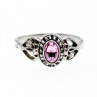 925 Sterling Silver Pink Topaz & Goshenite Ring Size 9.5