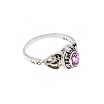 925 Sterling Silver Pink Topaz & Goshenite Ring Size 9.5