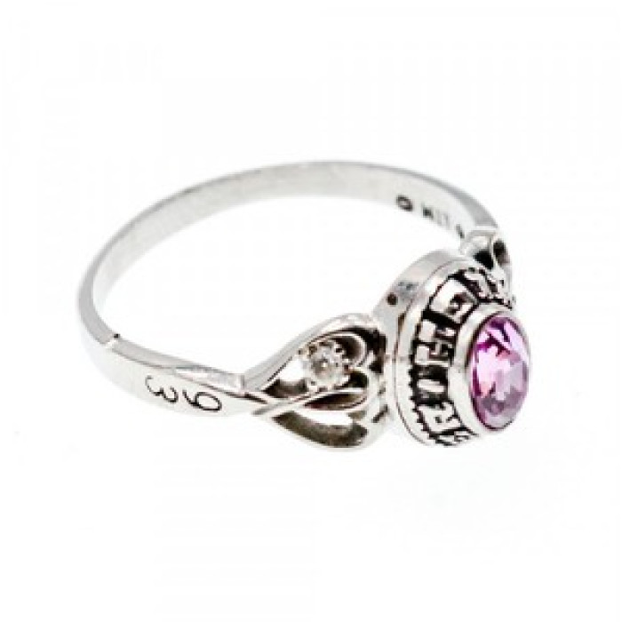 925 Sterling Silver Pink Topaz & Goshenite Ring Size 9.5
