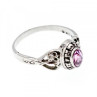 925 Sterling Silver Pink Topaz & Goshenite Ring Size 9.5