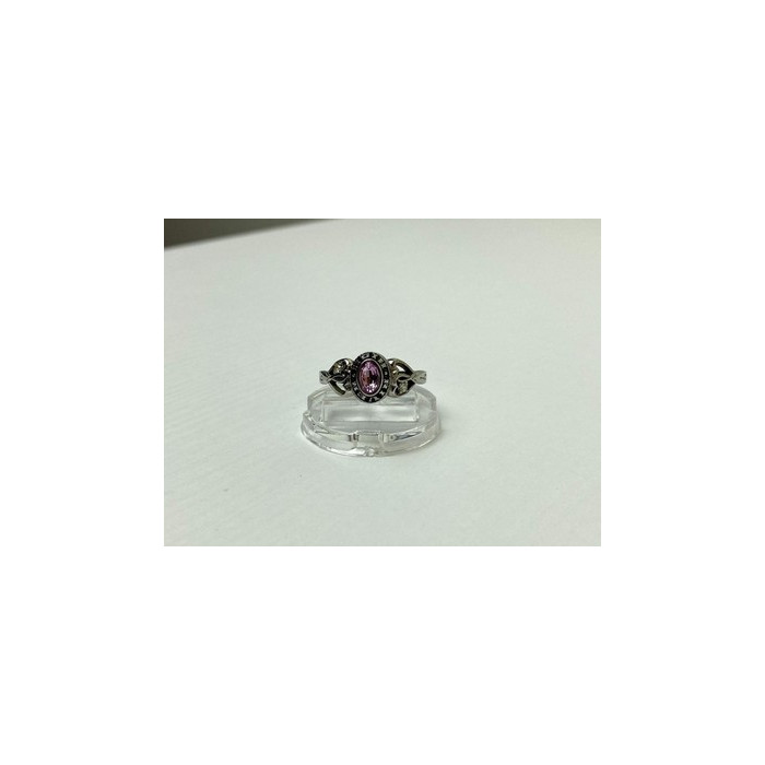 925 Sterling Silver Pink Topaz & Goshenite Ring Size 9.5