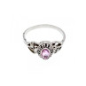 925 Sterling Silver Pink Topaz & Goshenite Ring Size 9.5