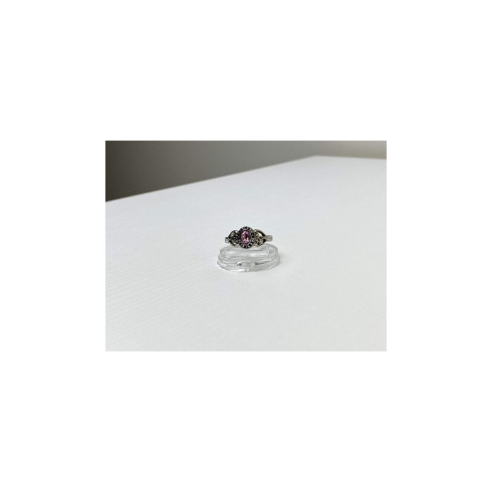 925 Sterling Silver Pink Topaz & Goshenite Ring Size 9.5