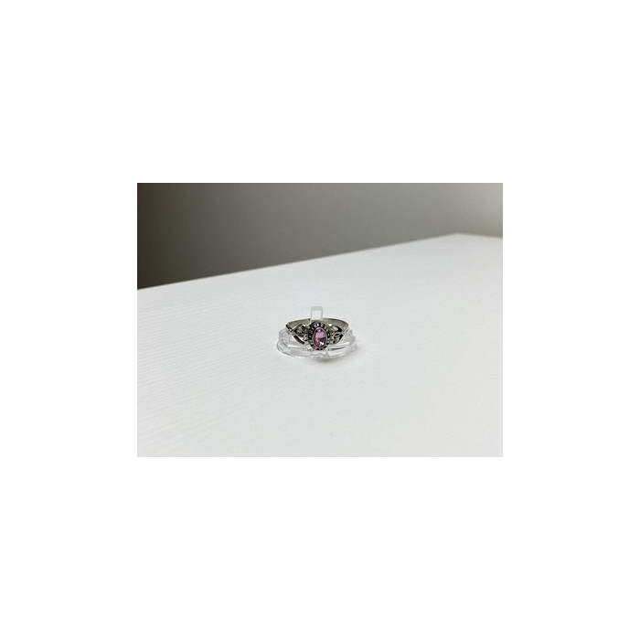 925 Sterling Silver Pink Topaz & Goshenite Ring Size 9.5