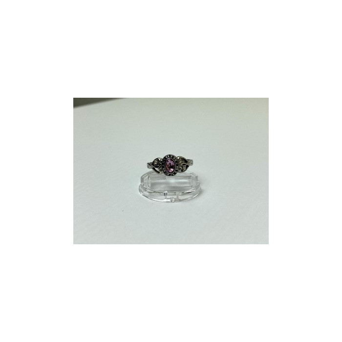 925 Sterling Silver Pink Topaz & Goshenite Ring Size 9.5