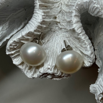 925 Sterling Silver Fresh Water Pearl Earrings Length 0.5 Inch