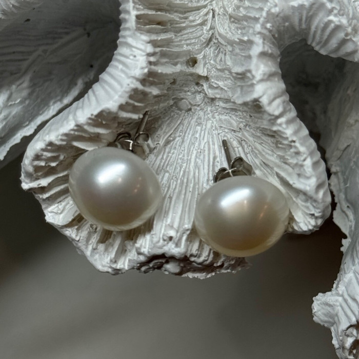 925 Sterling Silver Fresh Water Pearl Earrings Length 0.5 Inch